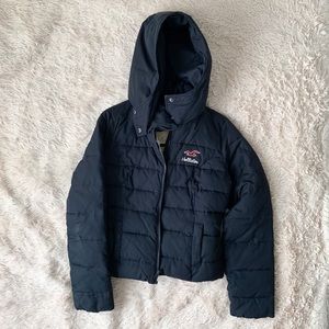 Hollister Navy Blue Sherpa-Lined Puffer